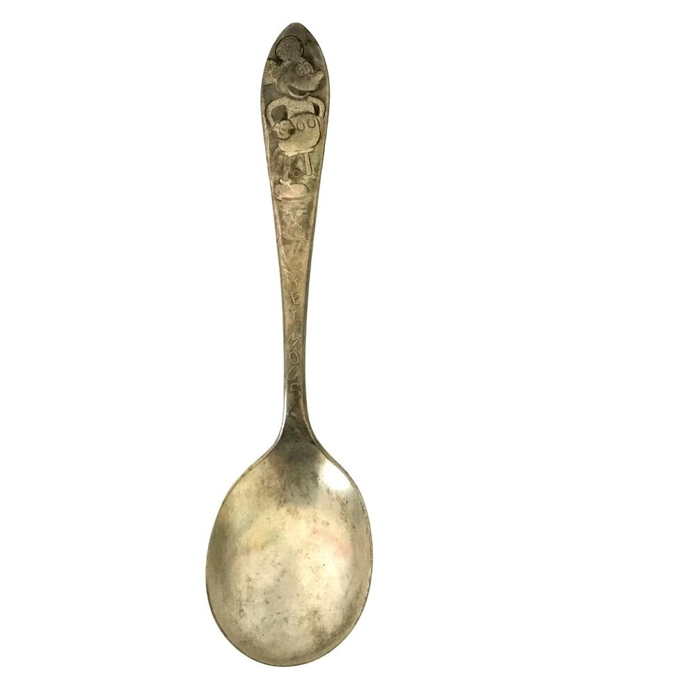 VTG WM ROGERS Silverplate Baby Spoon Disney Mickey Mouse Nursery Keepsake VBC